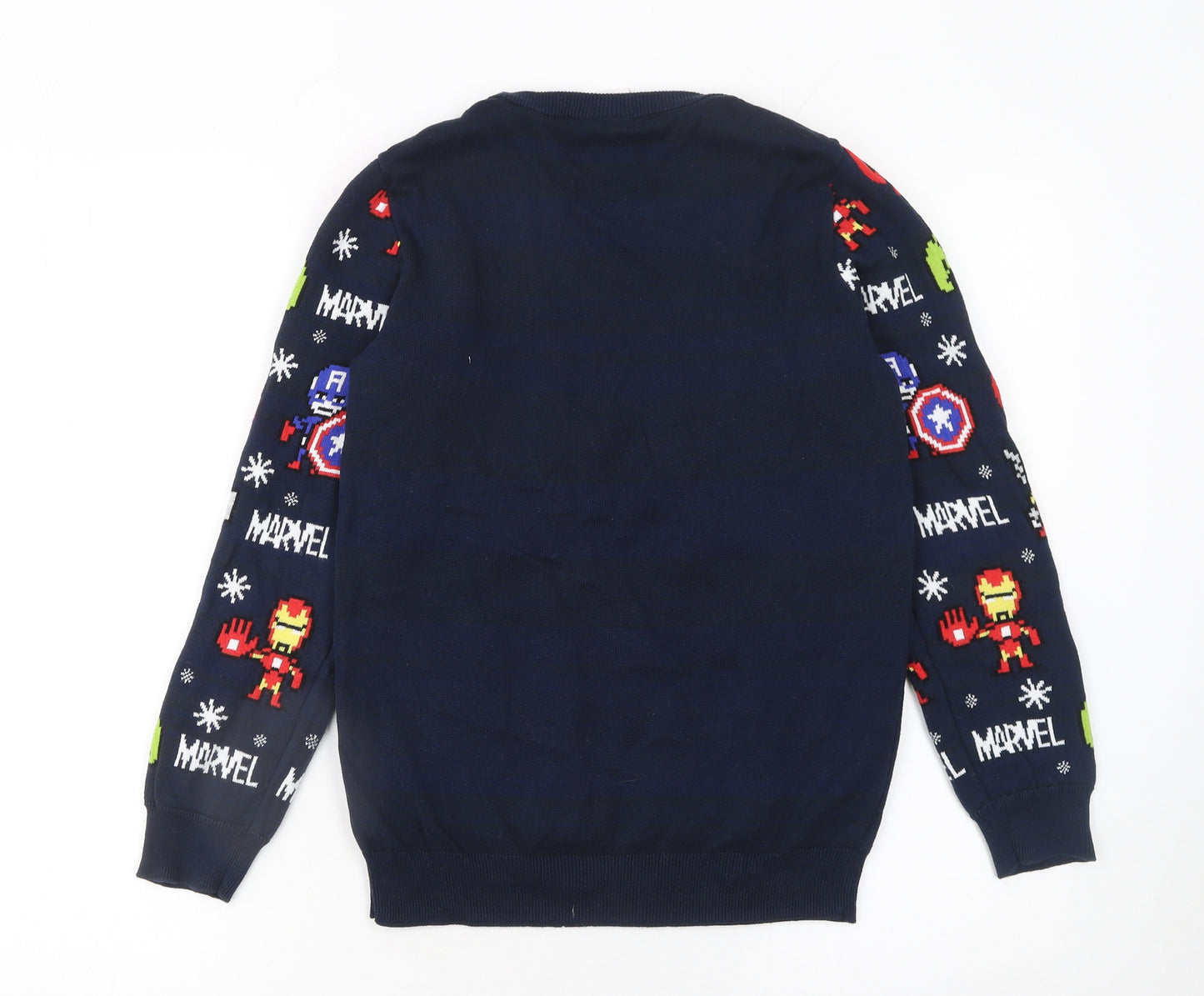 Tu Marvel Avengers Navy Boys Jumper 11 Years Cotton Knit Winter Pullover
