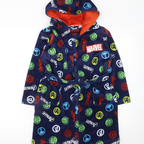 Marvel Boys Blue Fleece Avengers Hooded Robe 6-7 Years