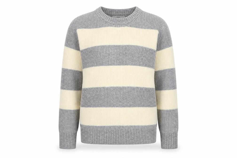 Marks and Spencer Women’s Grey Striped Chunky Knit Jumper XS