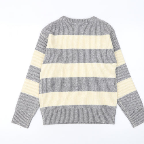 Marks and Spencer Women’s Grey Striped Chunky Knit Jumper XS