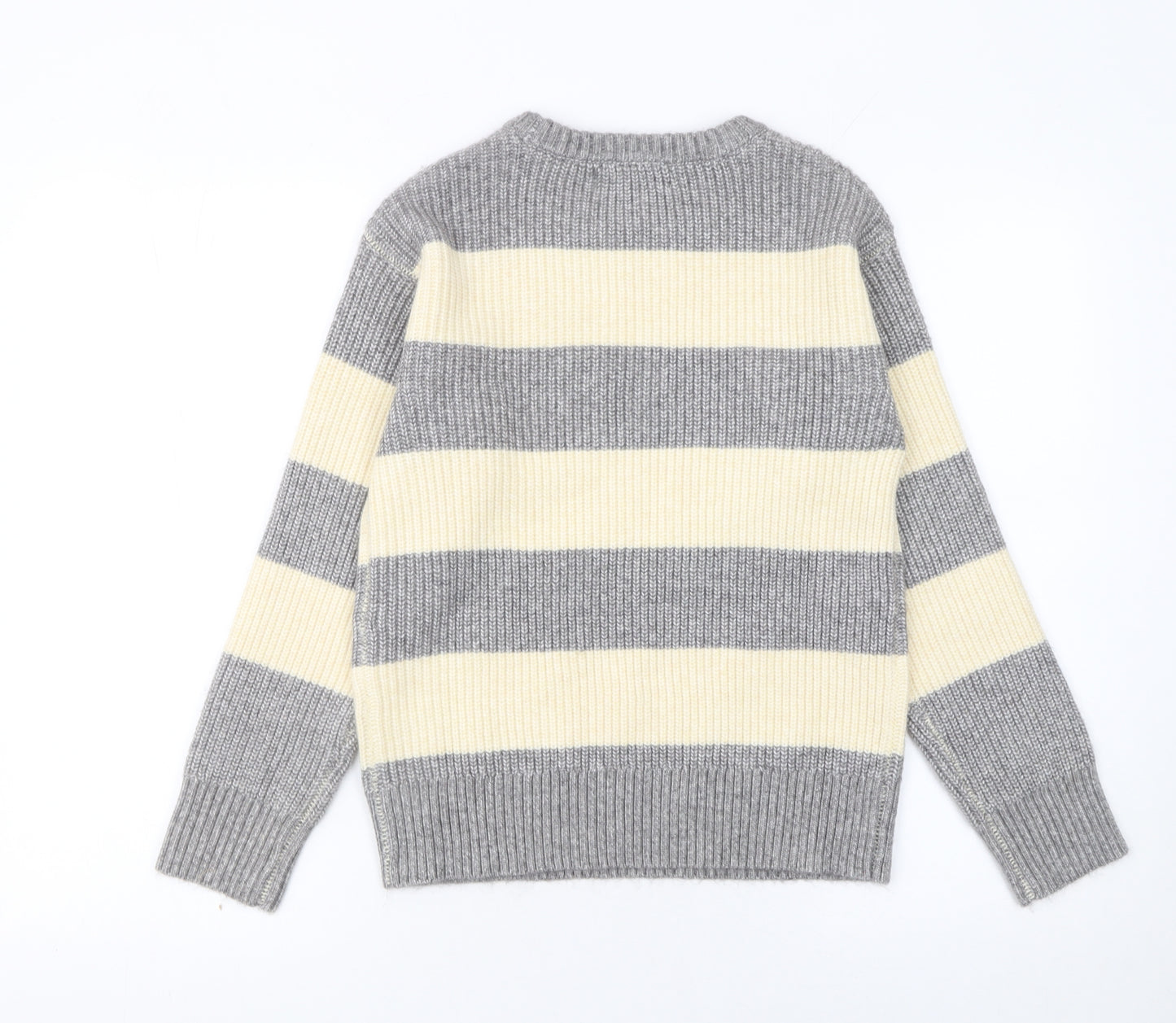 Marks and Spencer Women’s Grey Striped Chunky Knit Jumper XS