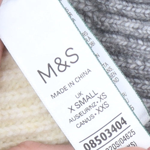 Marks and Spencer Women’s Grey Striped Chunky Knit Jumper XS