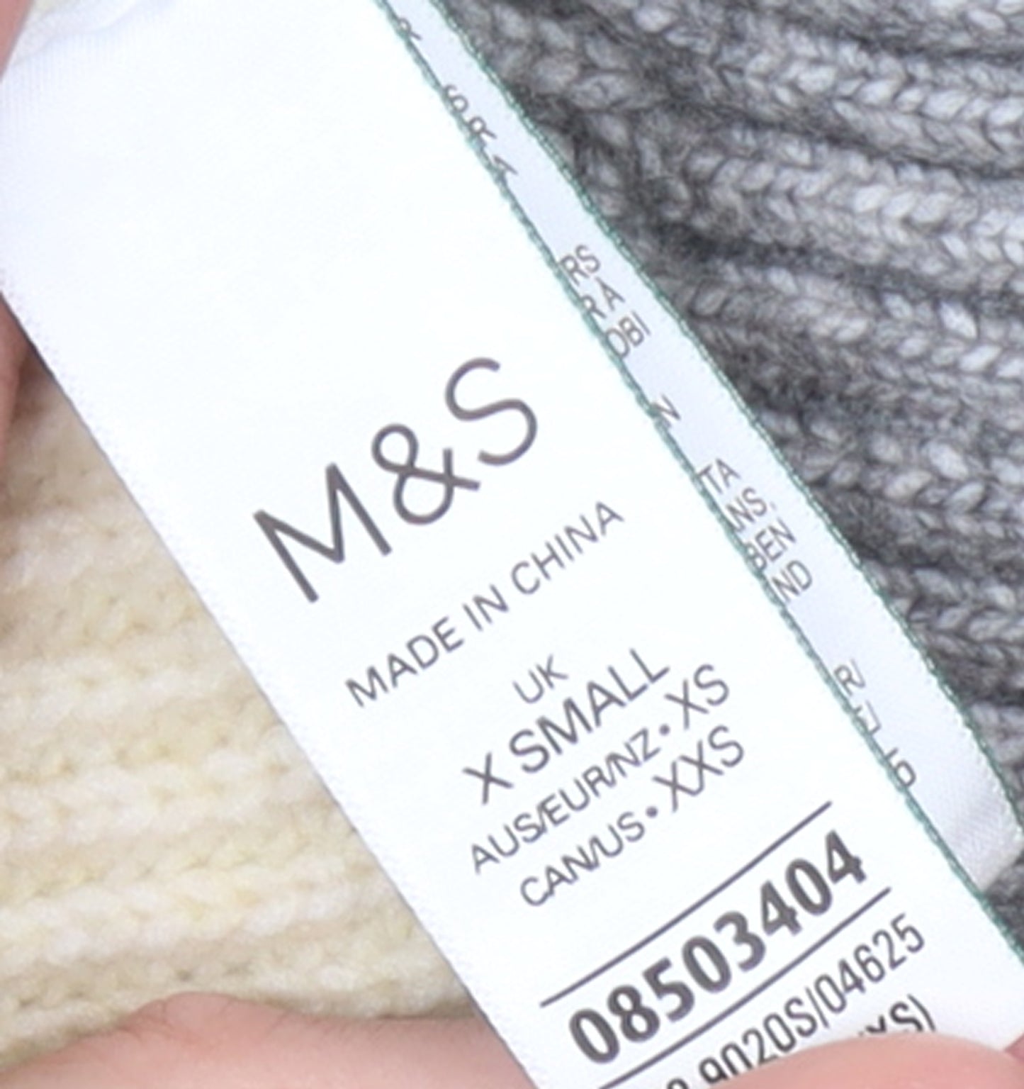 Marks and Spencer Women’s Grey Striped Chunky Knit Jumper XS