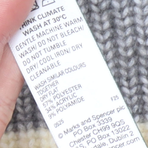 Marks and Spencer Women’s Grey Striped Chunky Knit Jumper XS
