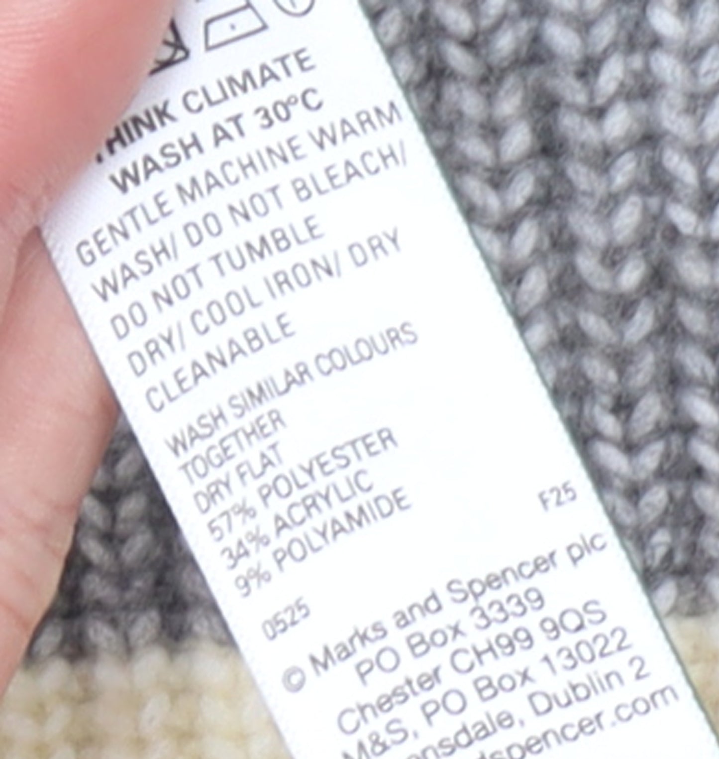 Marks and Spencer Women’s Grey Striped Chunky Knit Jumper XS