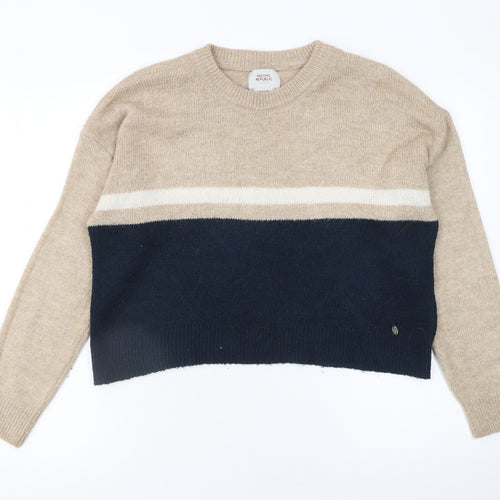 Pull&Bear Women’s Beige Wool Blend Crew Neck Jumper Size 8