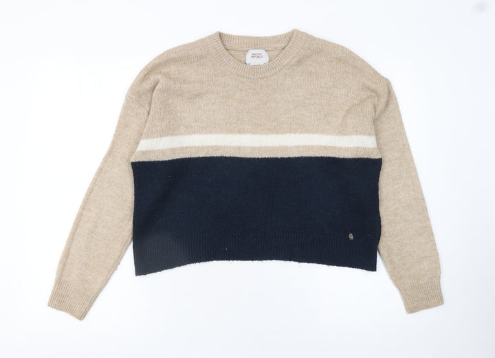 Pull&Bear Women’s Beige Wool Blend Crew Neck Jumper Size 8