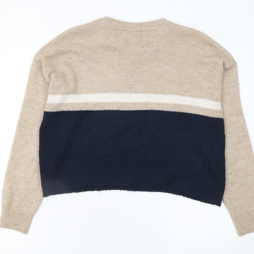 Pull&Bear Women’s Beige Wool Blend Crew Neck Jumper Size 8