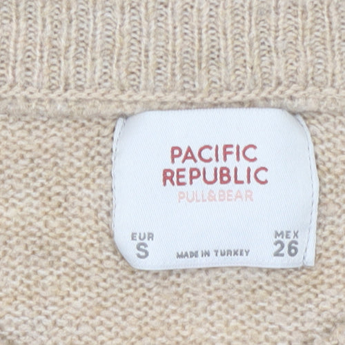 Pull&Bear Women’s Beige Wool Blend Crew Neck Jumper Size 8