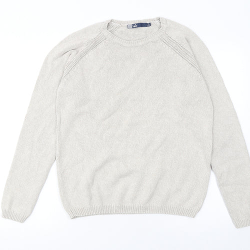 Isle Womens Beige Cotton Crew Neck Jumper Size 14 Long Sleeve