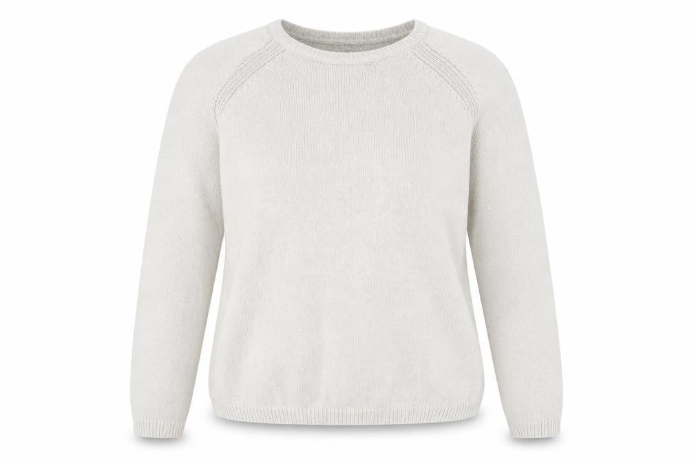 Isle Womens Beige Cotton Crew Neck Jumper Size 14 Long Sleeve