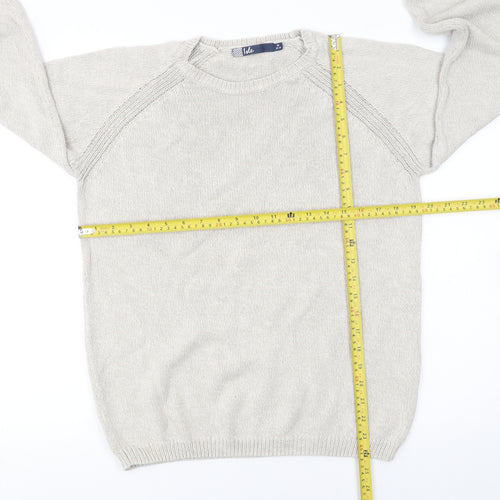 Isle Womens Beige Cotton Crew Neck Jumper Size 14 Long Sleeve