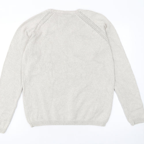 Isle Womens Beige Cotton Crew Neck Jumper Size 14 Long Sleeve