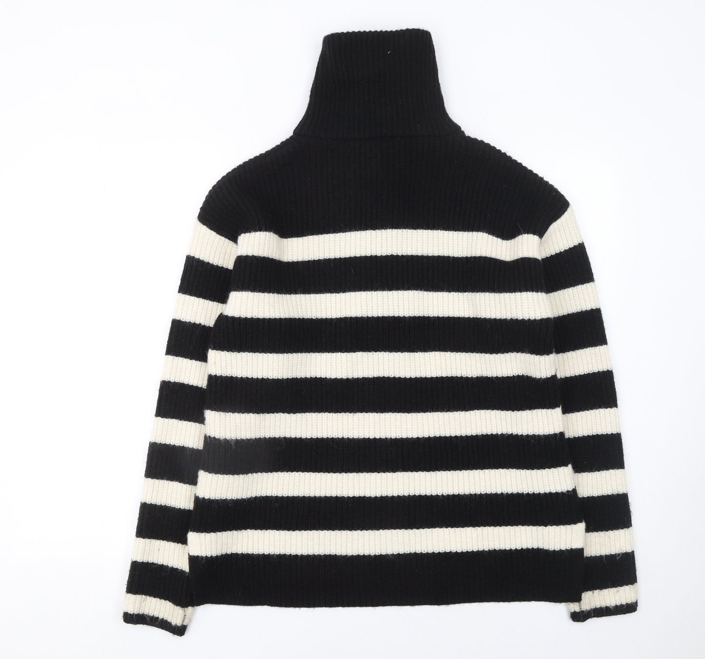 NEXT Girls Black & Ivory Striped 1/2 Zip Ribbed Jumper 15 Years