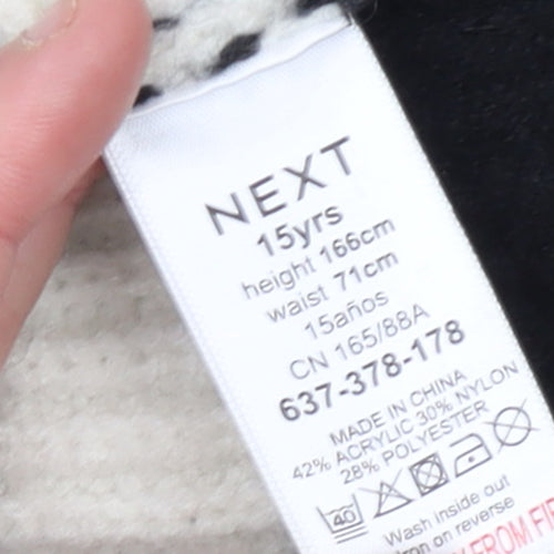 NEXT Girls Black & Ivory Striped 1/2 Zip Ribbed Jumper 15 Years