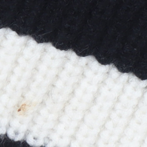 NEXT Girls Black & Ivory Striped 1/2 Zip Ribbed Jumper 15 Years