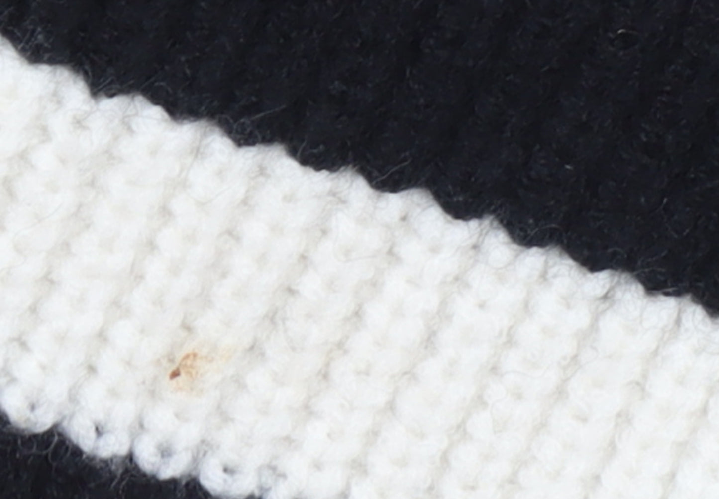 NEXT Girls Black & Ivory Striped 1/2 Zip Ribbed Jumper 15 Years