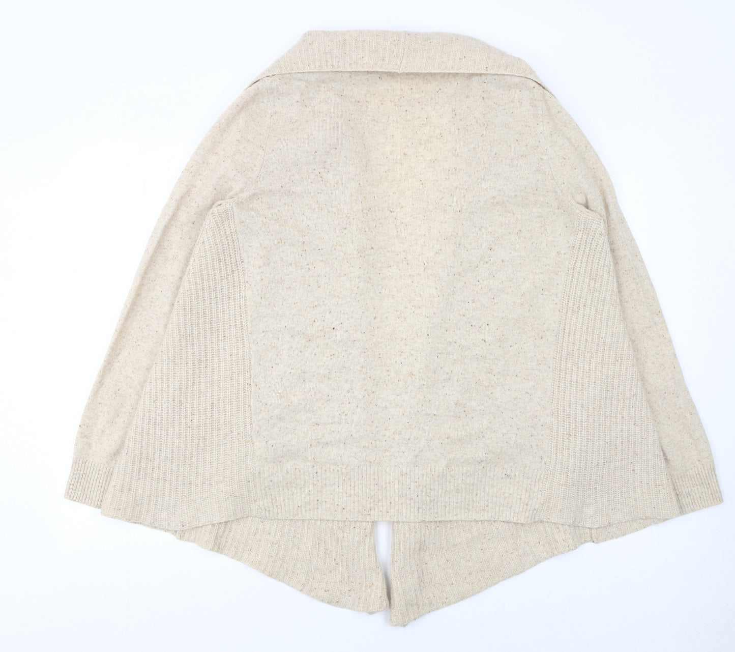 Joules Women Beige Wool Chunky Knit Open Collar Cardigan Size 10