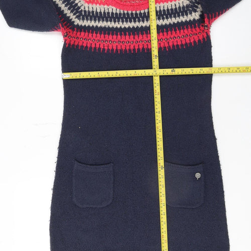 Weird Fish Women’s Blue Fair Isle Jumper Dress Size 10 Knit Long Sleeve
