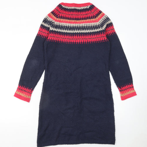 Weird Fish Women’s Blue Fair Isle Jumper Dress Size 10 Knit Long Sleeve