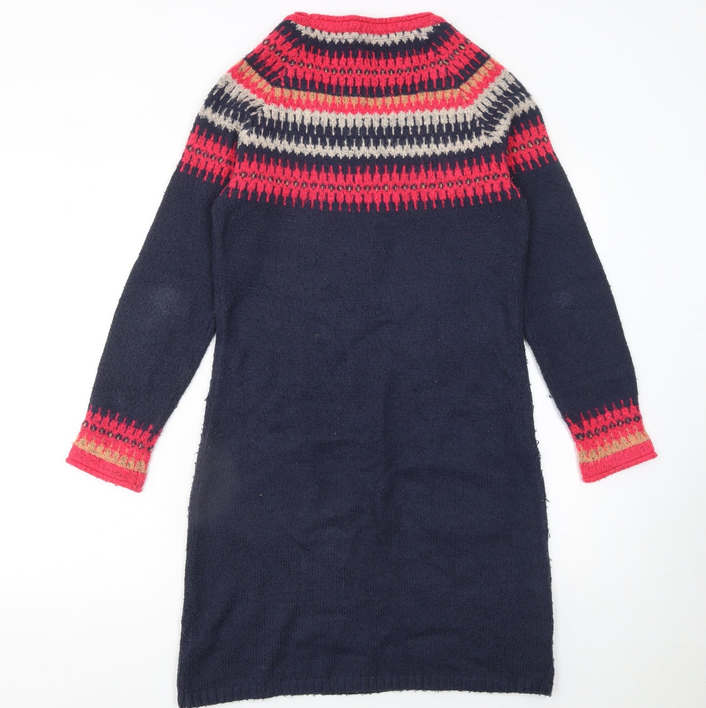 Weird Fish Women’s Blue Fair Isle Jumper Dress Size 10 Knit Long Sleeve