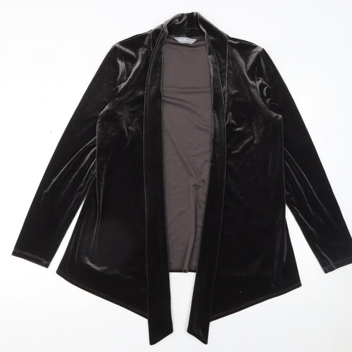 Marks and Spencer Womens Black Velvet Open Long Sleeve Cardigan UK 14