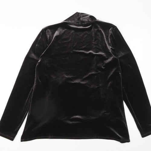 Marks and Spencer Womens Black Velvet Open Long Sleeve Cardigan UK 14