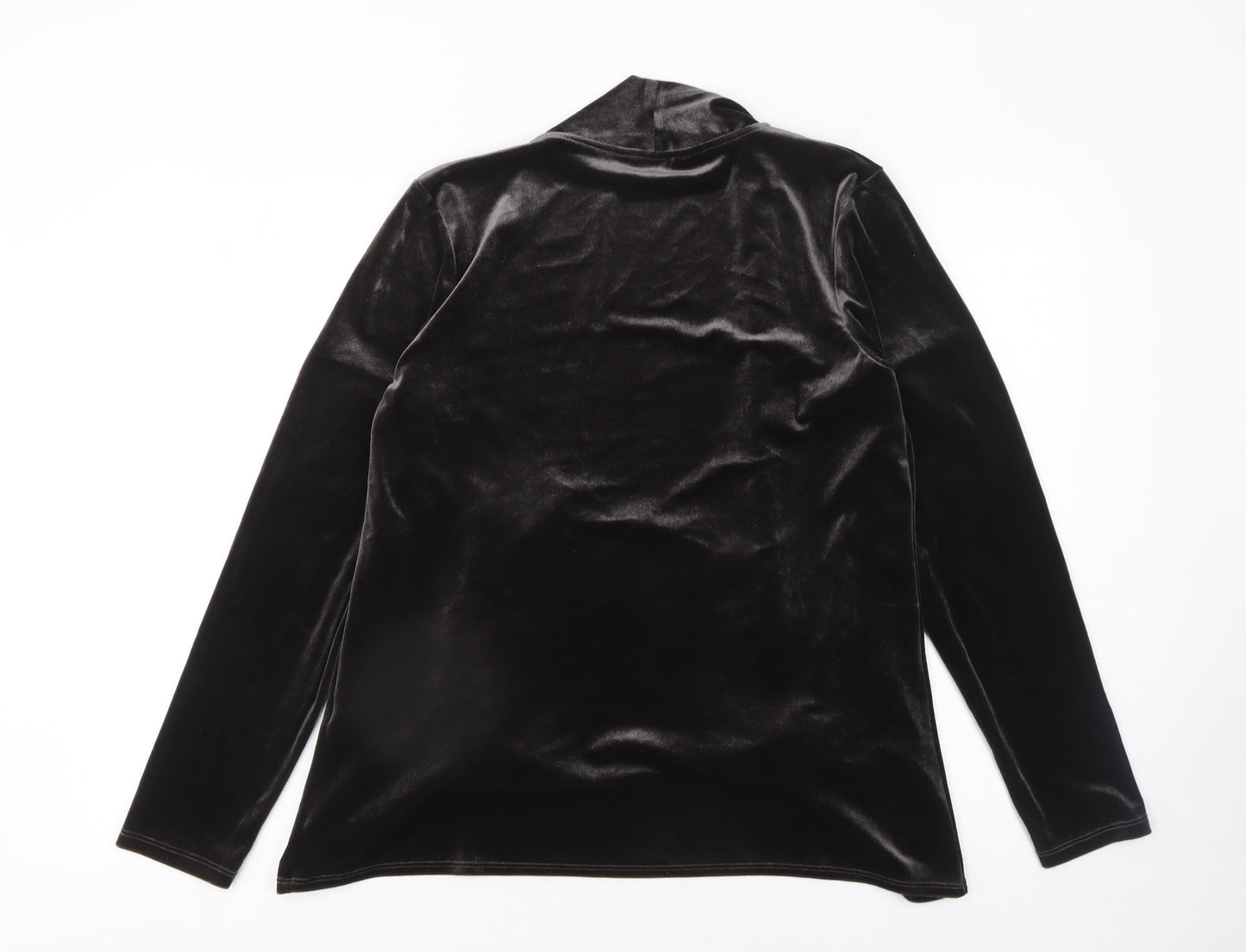 Marks and Spencer Womens Black Velvet Open Long Sleeve Cardigan UK 14