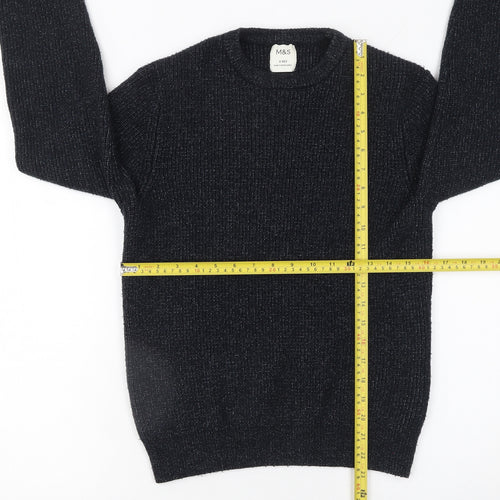 Marks and Spencer Men's Black Knit Crew Neck Pullover Jumper Size S