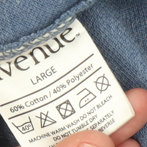 Avenue Men's Blue Long Sleeve Polo Shirt Size L Cotton Blend