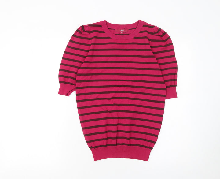 Next Women’s Pink Striped 3/4 Sleeve Crew Neck Pullover Jumper Size 10