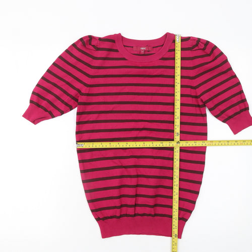 Next Women’s Pink Striped 3/4 Sleeve Crew Neck Pullover Jumper Size 10