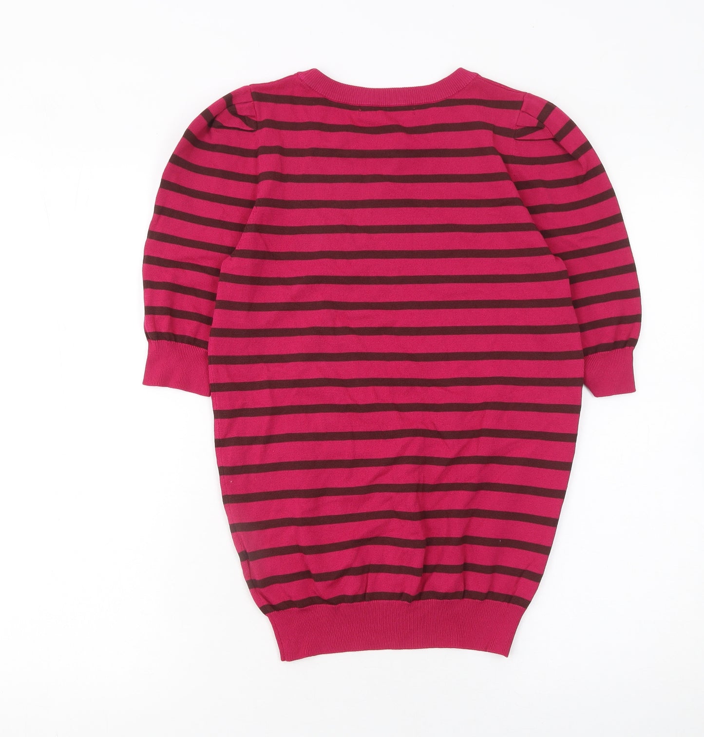 Next Women’s Pink Striped 3/4 Sleeve Crew Neck Pullover Jumper Size 10