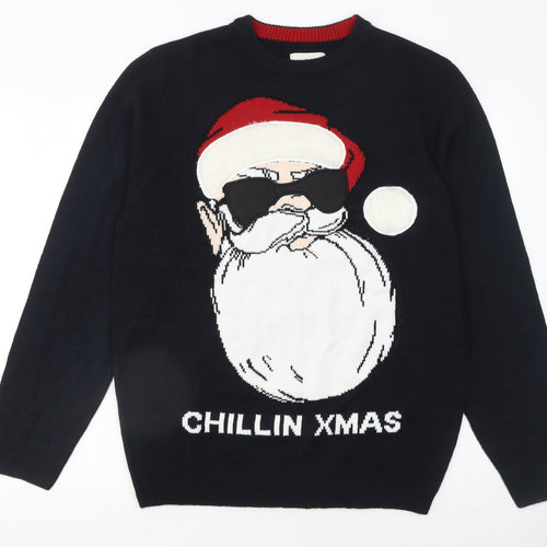 C&A Men's Black Christmas Santa Pullover Jumper L
