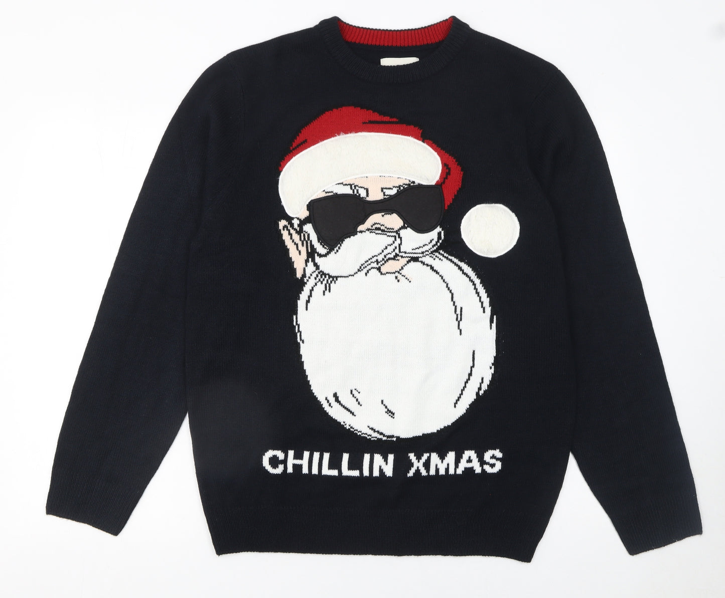 C&A Men's Black Christmas Santa Pullover Jumper L
