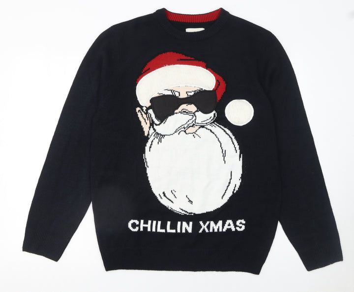 C&A Men's Black Christmas Santa Pullover Jumper L