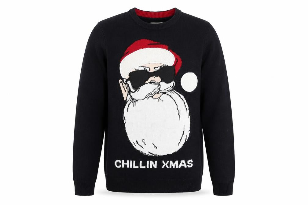 Front view of C&A Men's Black Christmas Santa jumper L