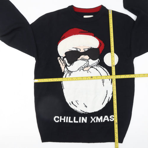 C&A Men's Black Christmas Santa Pullover Jumper L