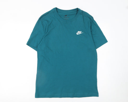Nike Men's Teal Crew Neck Short Sleeve Cotton T-Shirt Size S