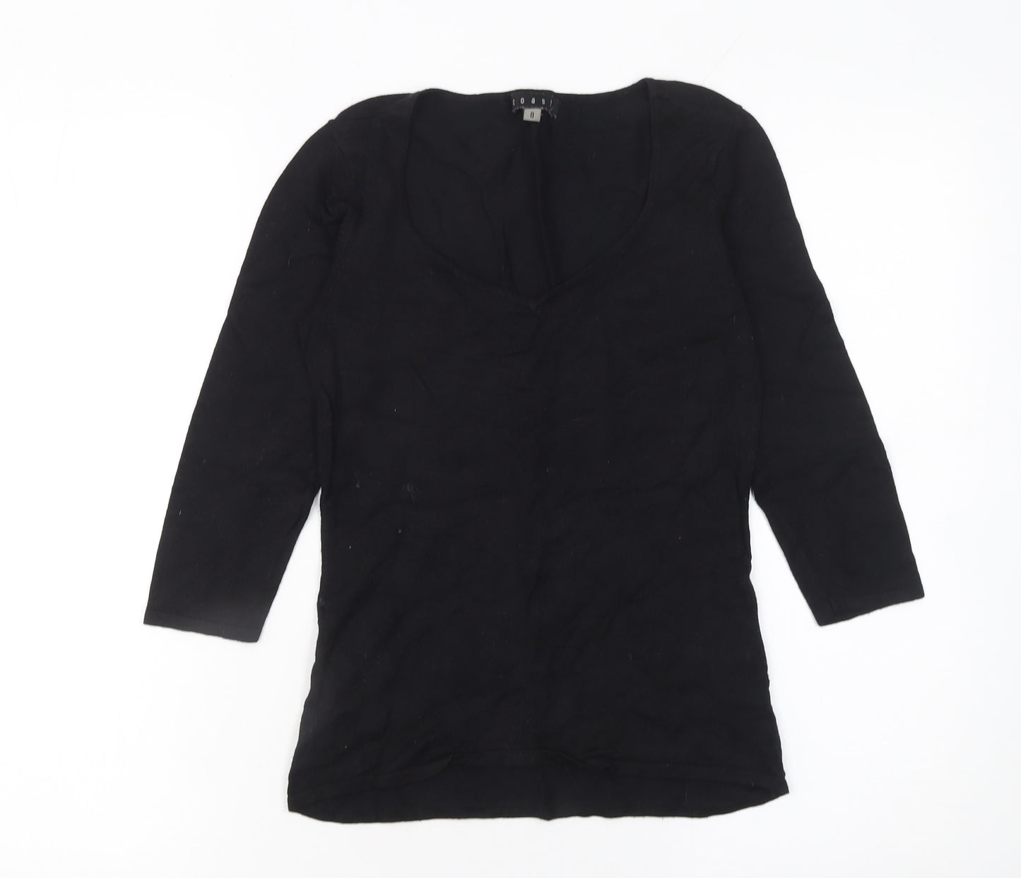 Coast Women's Black V-Neck Slim Fit 3/4 Sleeve Pullover Jumper Size 8