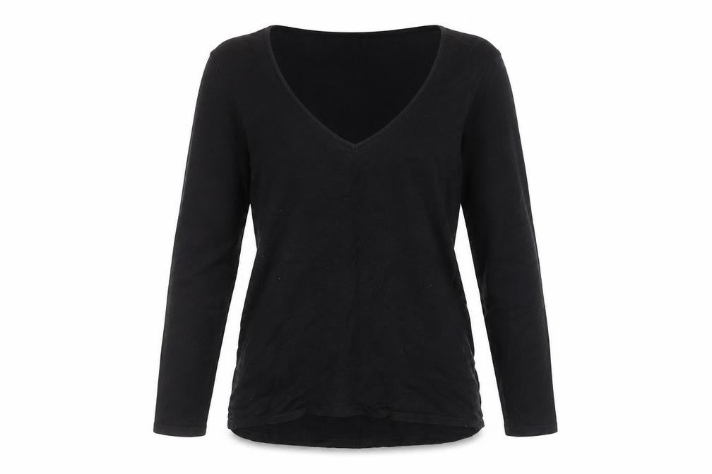 Front view of Coast Women's Black V-Neck Slim Fit 3/4 Sleeve jumper, size 8