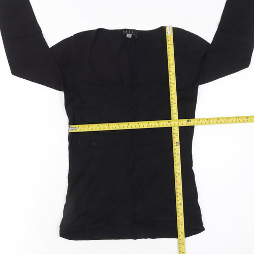 Coast Women's Black V-Neck Slim Fit 3/4 Sleeve Pullover Jumper Size 8