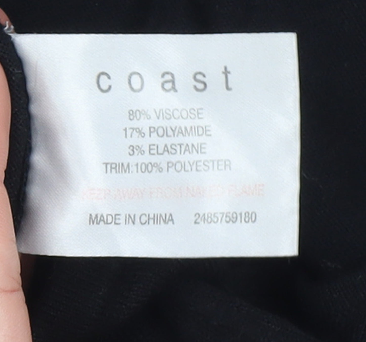 Coast Women's Black V-Neck Slim Fit 3/4 Sleeve Pullover Jumper Size 8