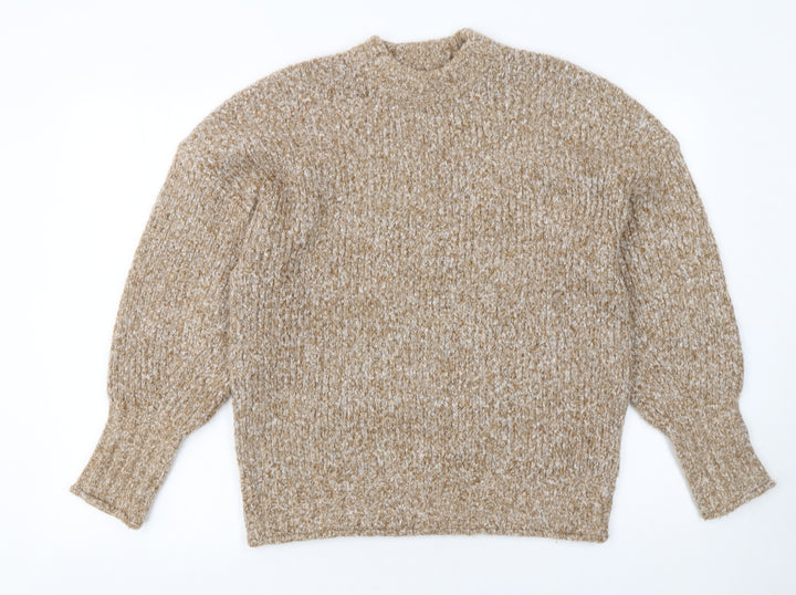 Topshop Women Beige Knit Pullover Jumper UK S Long Sleeve