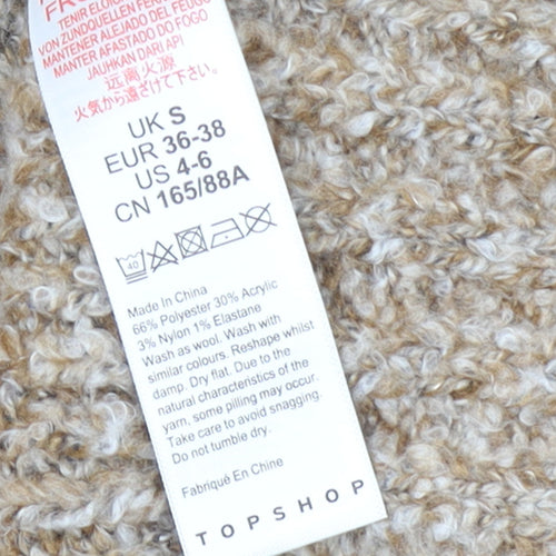 Topshop Women Beige Knit Pullover Jumper UK S Long Sleeve