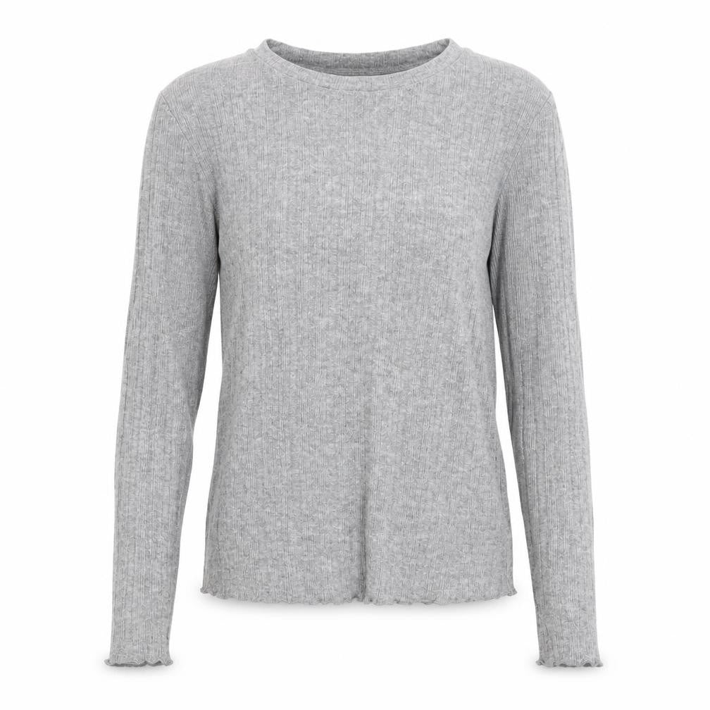 MNG Womens Grey Slim Fit Crew Neck Ribbed Knit Jumper Size S