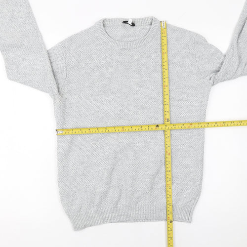 Reiss Men Grey Small Cotton Crew Neck Knit Jumper