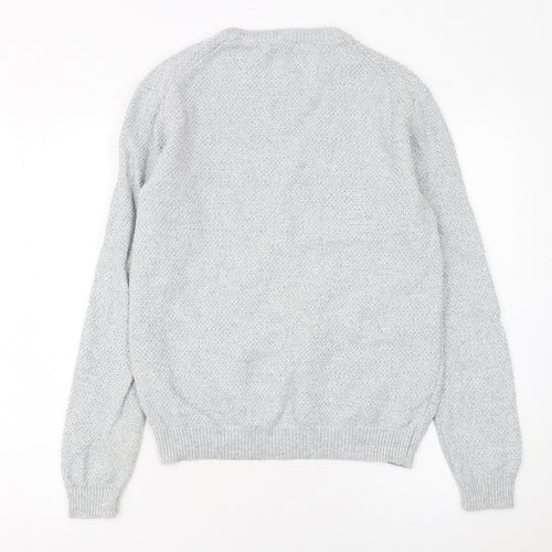 Reiss Men Grey Small Cotton Crew Neck Knit Jumper