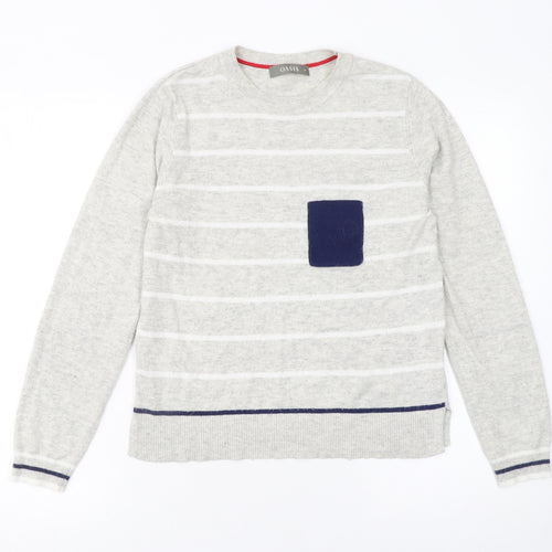 Oasis Women’s Grey Striped Star Jumper Size M Crew Neck Pullover