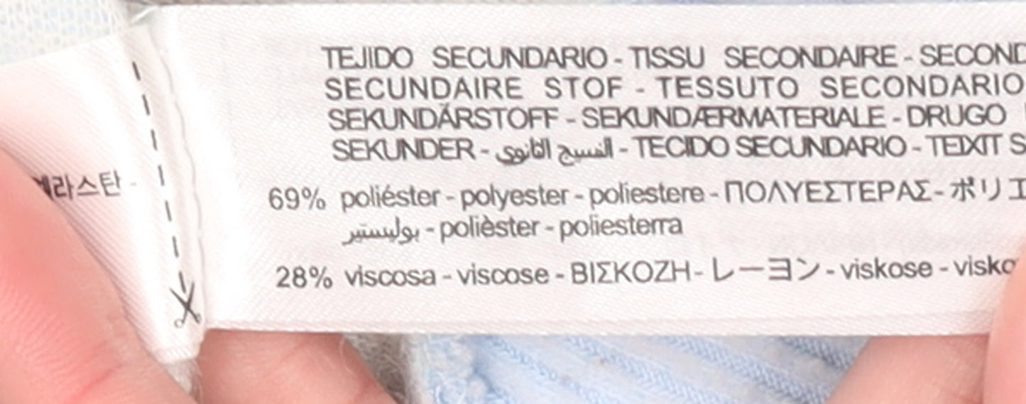 ZARA Women Blue Check V-Neck Button Cardigan Size M